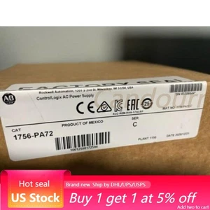 New Factory Seal AB 1756-PA72 ControlLogix AC Power Supply 1756PA72 US Free Tax - Picture 1 of 3