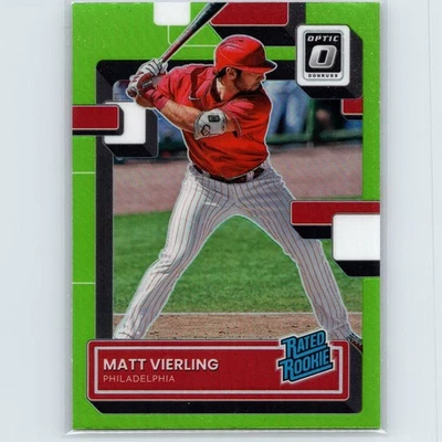 2022 Panini Donruss Optic - Rated Rookie Matt Vierling #85 - Lime Green Prizm - Image 1 of 2