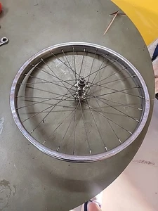SCHWINN STINGRAY CHROME FRONT STAMPED S-7 RIM FRONT RIM CURSIVE IN CENTER L$$K - Picture 1 of 24