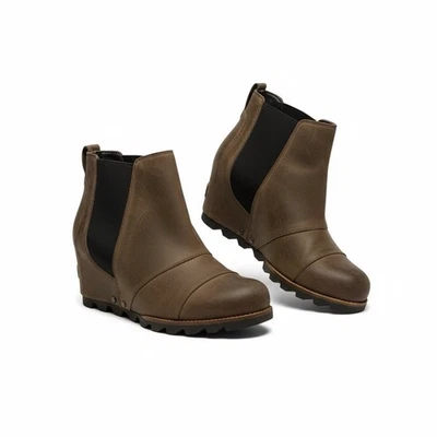 Sorel Boots Lea Wedge Boots Chelsea •6• NL2704-089 Taupe Gray Leather Pull On - Image 1 of 4