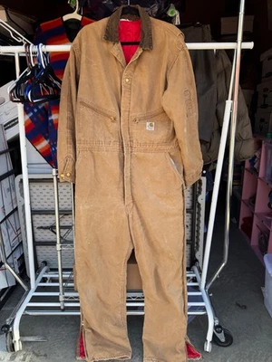 Vintage Carhartt Coveralls Mens (46-R) Brown Duck Canvas Insulated Quilted - Image 1 of 4