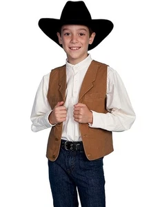 Scully Western Vest Boys Kids Rangewear Canvas S Brown F0_RW041K - Picture 1 of 1