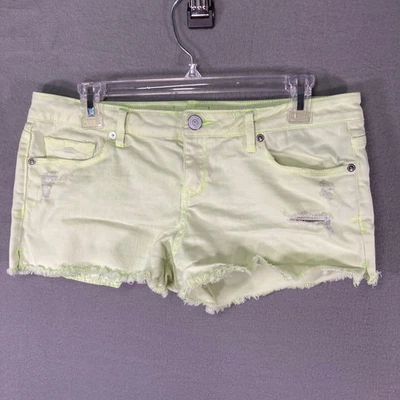 Pantalones cortos de mezclilla Aeropostale para mujer talla 9/10 verde claro desgastado dobladillo deshilachado Foto 1 de 4