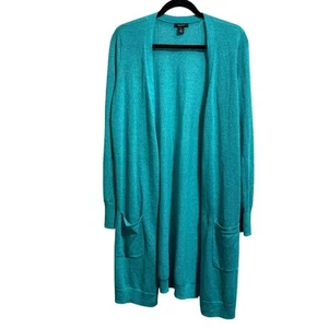 Halogen türkis Leinenmischung vorne offen Strickjacke Langarm Damen Gr. Medium - Bild 1 von 5