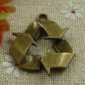 Envío gratuito 44 piezas antiguo símbolo de reciclaje de bronce 29x25 mm L-1758 - Imagen 1 de 4