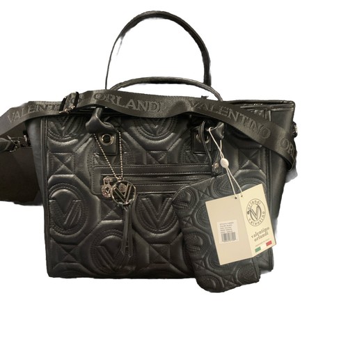 Borsa Valentino Orlandi grande trapuntata nera tracolla e manico