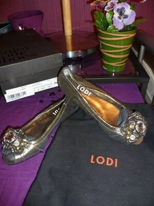 Lodi Peep Toes Ballerinas,gr.36.5, schwarz-Silber mit Strass ! NEU 100% leder - Bild 1 von 5