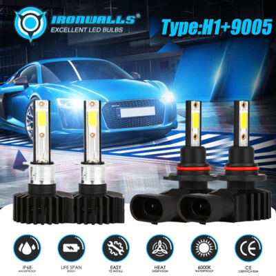 For Nissan Altima 2006-2005 4pcs H1+9005 LED Headlight Kit High Low Light Bulbs - Изображение 1 из 4