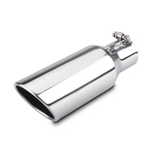 Stainless Steel Exhaust Tip Rolled Edge 2.5" Inlet - 4" Outlet - 12" Long - Foto 1 di 10