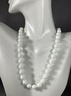 Vintage Child's Necklace White Faceted Glass Beads 13-15 Inch
