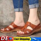 Women Open Toe Vintage Wedge Sandals Anti-Slip For Indoor Outdoor(Dark Brown 43)