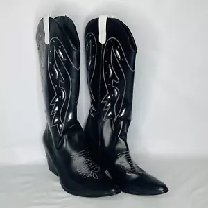 Funtasma COWBOY BOOTS Costume Womans Black Leather Western SIZE 10-11 - Picture 1 of 5