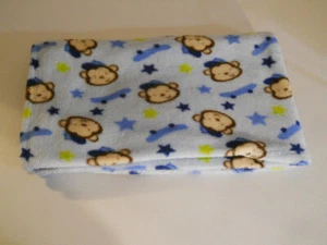 Rare blue Cutie Pie Monkey face baby blanket hat stars   30  x 36"        AG - Picture 1 of 2