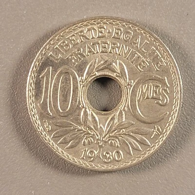 Moneda de 10 céntimos Francia 1930 - Cobre-Níquel - Diseño por EM Lindauer Foto 1 de 2