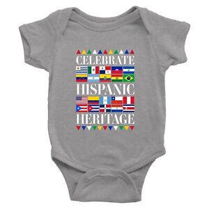 Celebrate Hispanic Heritage Month Spanish Latina Countries Flags Baby Bodysuit