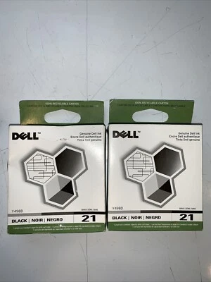 Lote de 2 Tintas Negras Originales DELL Serie 21 Y498D Nuevas Precintadas Foto 1 de 4