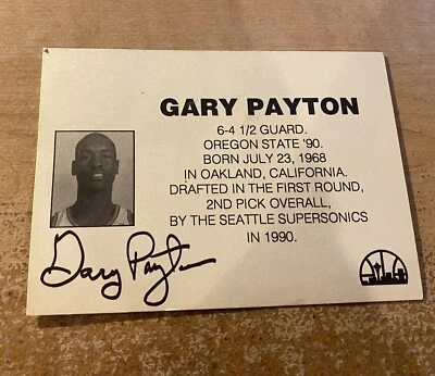 Gary Payton Seattle Supersonics Autographed Post Card - Image 1 of 2