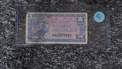 MPC MILITARY PAYMENT SERIES 611 5 CENTS RARE BANKNOTE - Image 1 of 2