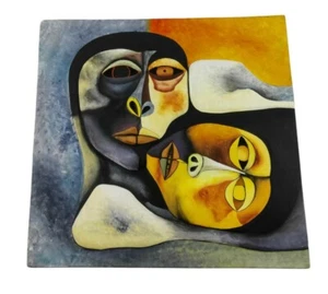 Cubist Expressionist Studio Art Red Clay Painted Pottery Tile Wall Hanging #1 - Picture 1 of 12