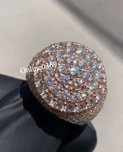 Studded Mens Designer Engagement Ring In 100% Genuine Moissanite Real 925 Silver - Picture 1 of 8