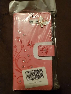 Pink butterfly Samsung Galaxy Note 10 Pro Magnetic Wallet Leather Phone Case - Image 1 of 2