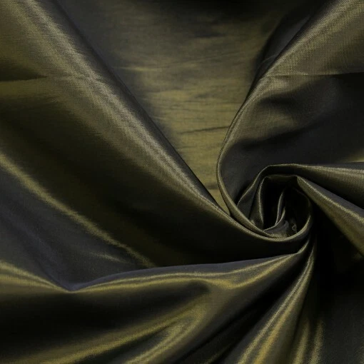 Tecido de tafetá preto/dourado iridescente 60" de largura tecido de poliéster novo por jarda - Imagem 1 de 1