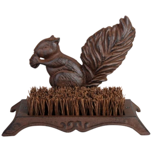 Cast Iron Boot Welly Cleaner Brush Scraper Squirrel Design Door Patio Decor - Picture 1 of 1