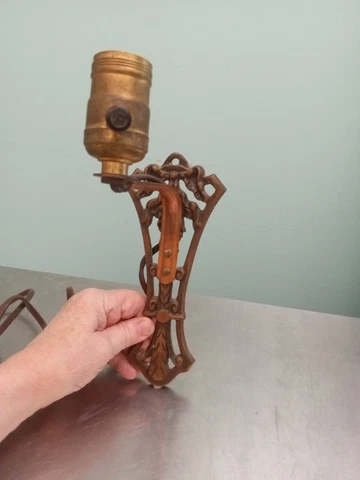 Vintage Cast Metal Wall Sconce Light Lamp Art Deco Cover