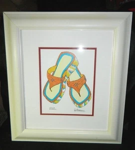 Jennifer Goldberger "Chyna" Woman's Flip Flops Sandals Framed Lithograph Print - Picture 1 of 5