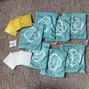 Kendra Scott Teal Jewelry Pouches Drawstring Set of 7 - Picture 1 of 6