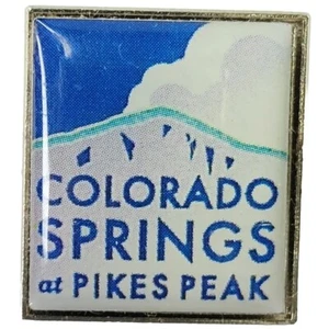Colorado Springs Ski Resort Pikes Peak Skiing Pin Sky Mountains Rectangle Lapel - Picture 1 of 10