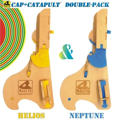 Cap-Catapult Double Pack - 2 DIY Kits - Natural Wood with Helios & Neptune PLA - Image 1 of 4