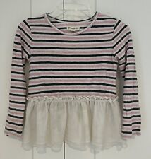 TUCKER + TATE Girls Long Sleeve Sparkle Gray, Ivory & Pink Top - Size 5