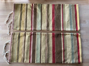 Vtg Pottery Barn Dhurrie Stripe Pillow Cover Set 2 Kilim 12x27” Lumbar Southwest - Picture 1 of 12