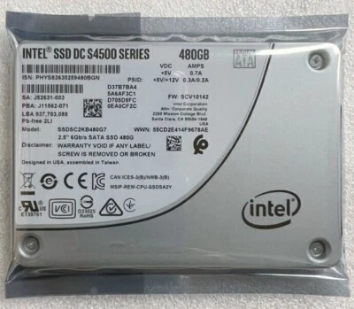 Intel DC S4500 480GB SSD 2.5" SATA III 6Gb/s SSDSC2KB480G7 Solid State Drive - Image 1 of 2
