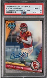 2023 Bowman Chrome Caleb Williams Refractor #1 Auto /499 PSA-10 USC GEM MINT - Picture 1 of 2