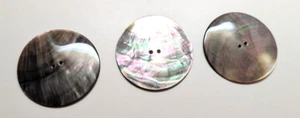 Set of 3 Abalone Shelll Buttons Polished on both Sides 3" Round SM - Imagen 1 de 2