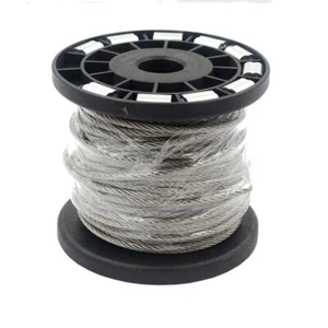 50 ft 304 Acciaio Inox Cavo Filo Diametro 1/8 Pollice 3 mm con 10 pz... - Foto 1 di 5