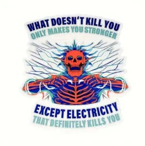 Funny Electrician Sticker – "What Doesn’t Kill You Except Electricity" Toolbox - Picture 1 of 4