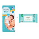 Nutmeg Size 5 Nappies 72 Pack + Fragranced Wipes 60 Pack