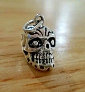 Dije de Halloween Plata Esterlina 3D 13x14mm Día de los Muertos Calavera de Azúcar - Imagen 1 de 6
