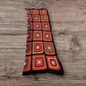 Vintage Handarbeit gehäkelt afghanisch Granny Square Überwurf Decke & Kissenbezug 54" x 77" - Bild 1 von 5