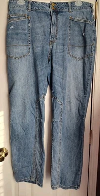 Anthropologie Pilcro The Wanderer 牛仔裤女式 32 高腰工装蓝色牛仔布 — 第 1/4 张图片