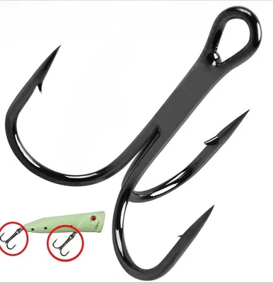 100PCS Treble Hooks Triple Fishing Sharp Hooks for Freshwater Saltwater 12# - Image 1 of 4