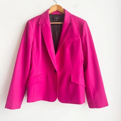 Blazer Talbots Rosa Magenta Un Botón Mezcla Lana M/L Foto 1 de 4