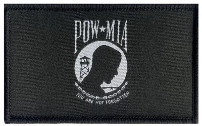 GAUGEUSA POW MIA American Military Veteran Woven Hook and Loop Patch 3x2 inch