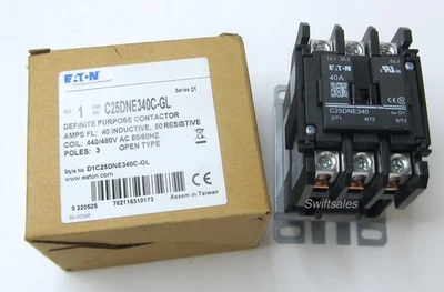 Eaton C25DNE340C-GL  3-Pole 40-Amp 440/480V AC Coil Definite Purpose Contactor - Image 1 of 4