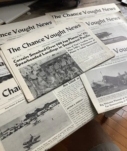 8 WWII vintage newspapers the Chance Vought news United aircraft Corsairs - Picture 1 of 16