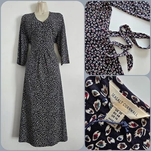 Seasalt Size 20 RRP £66 BNWT Navy Blue Feathers Pattern Jersey Midi Dress V-Nec - Picture 1 of 19