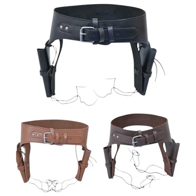 Cowboy Western Revolver Double Holster Gun Belt Black Brown Tan .22 .38 .44 .45 - Image 1 of 4